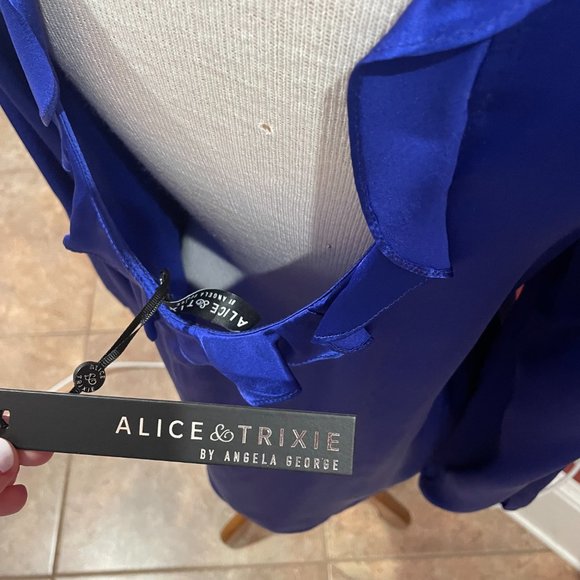 Alice & Trixie Ruffle Sleeve and Collar Blouse in Cobalt Blue Size M (NWT) - Picture 6 of 7